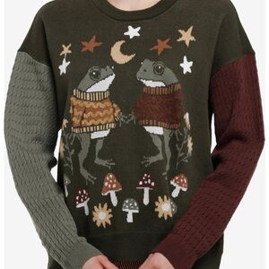 Frog Sweater with Colorful Sleeves